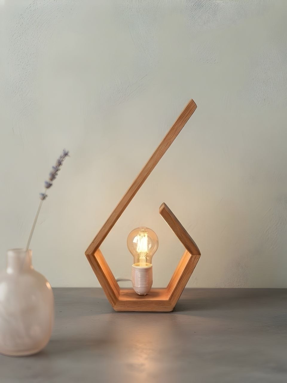 Modern Geometric Wood Lamp