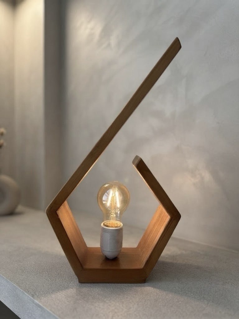 Modern Geometric Wood Lamp