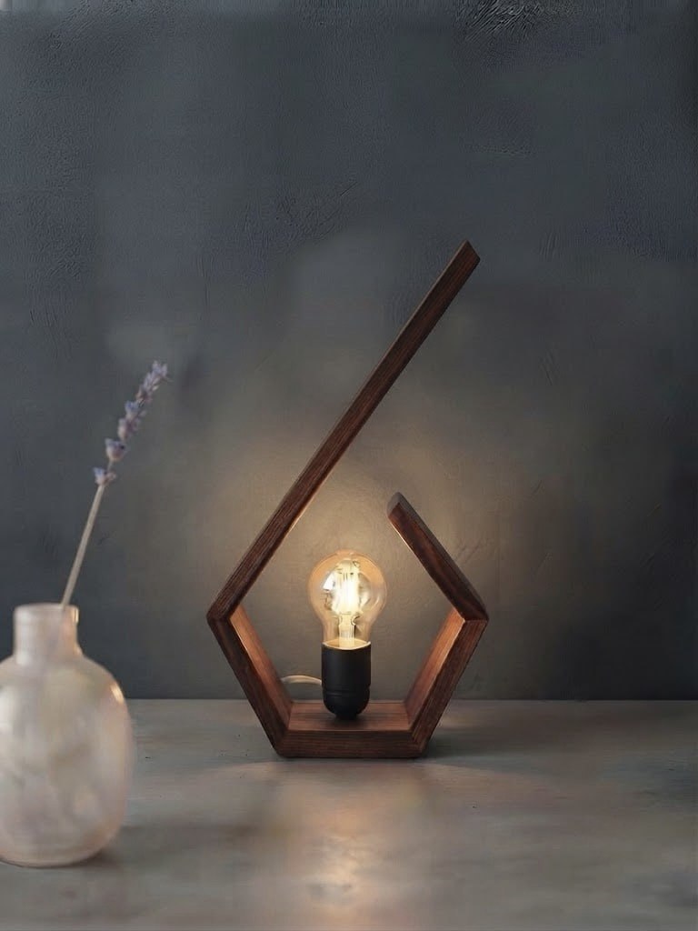 Modern Geometric Wood Lamp
