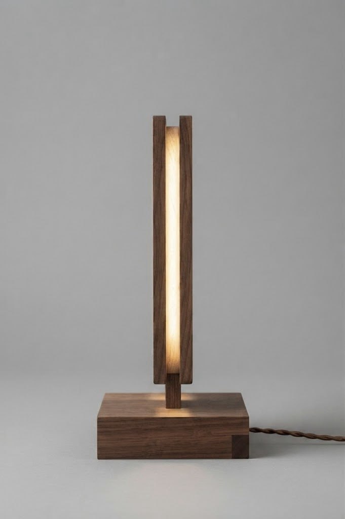 Wooden block with a side LED glow