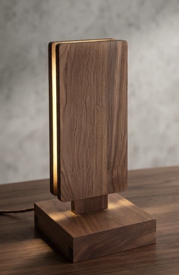Wooden block with a side LED glow